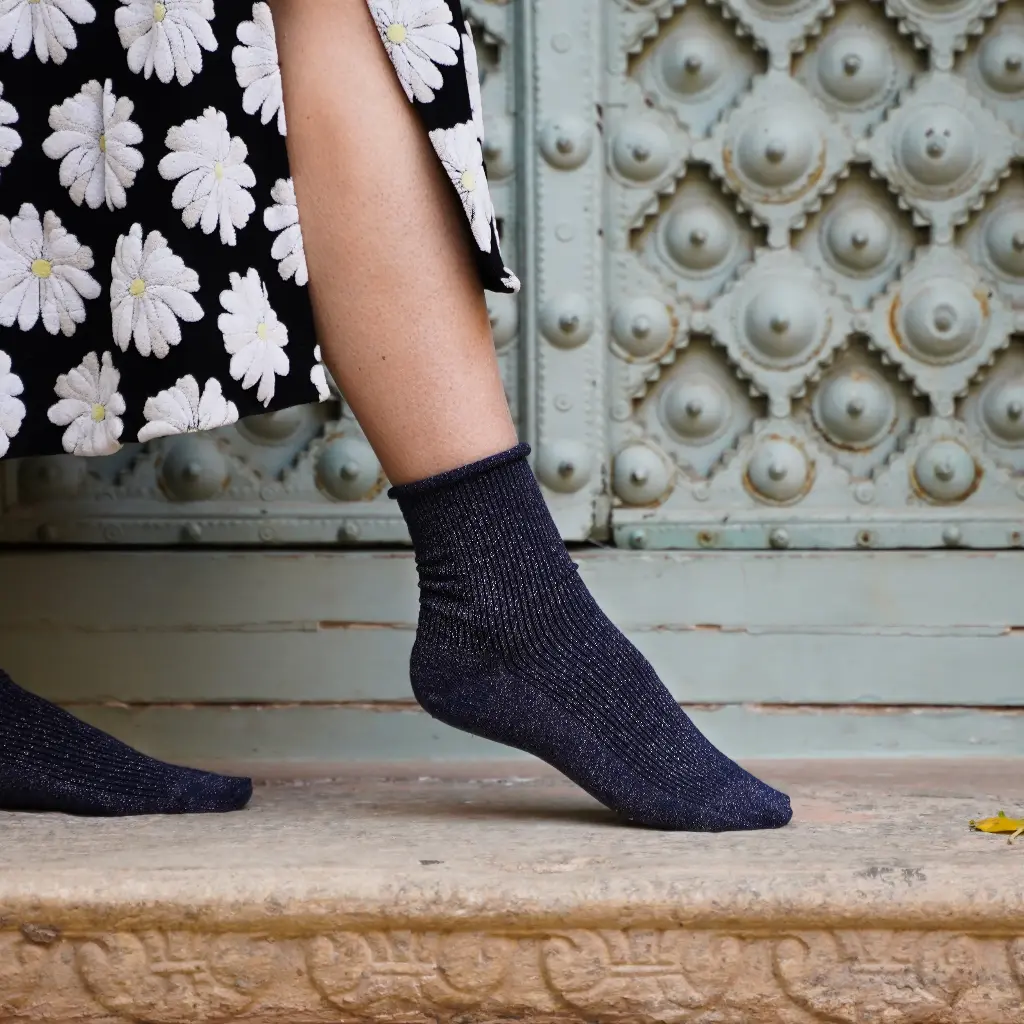 Klue - Glitter Lurex socks | Blue | eco-friendly lyocell