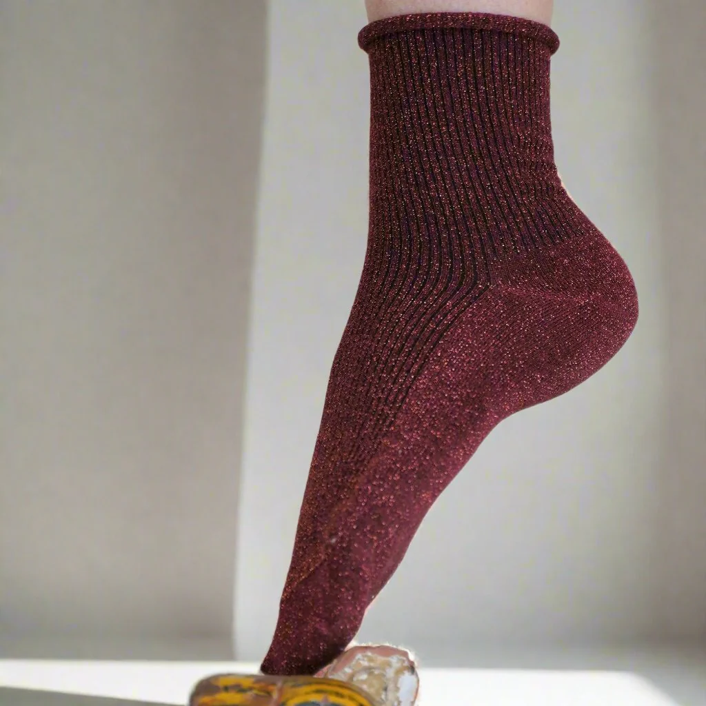 Klue - Glitter Lurex socks | Red | eco-friendly lyocell