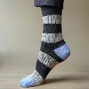 Klue - Merino Wool Socks with stripes | Navy grey light blue