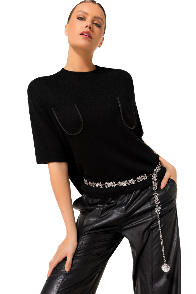 Caroline Biss - SILVER CHAIN BELT Kettengürtel silber Blätter