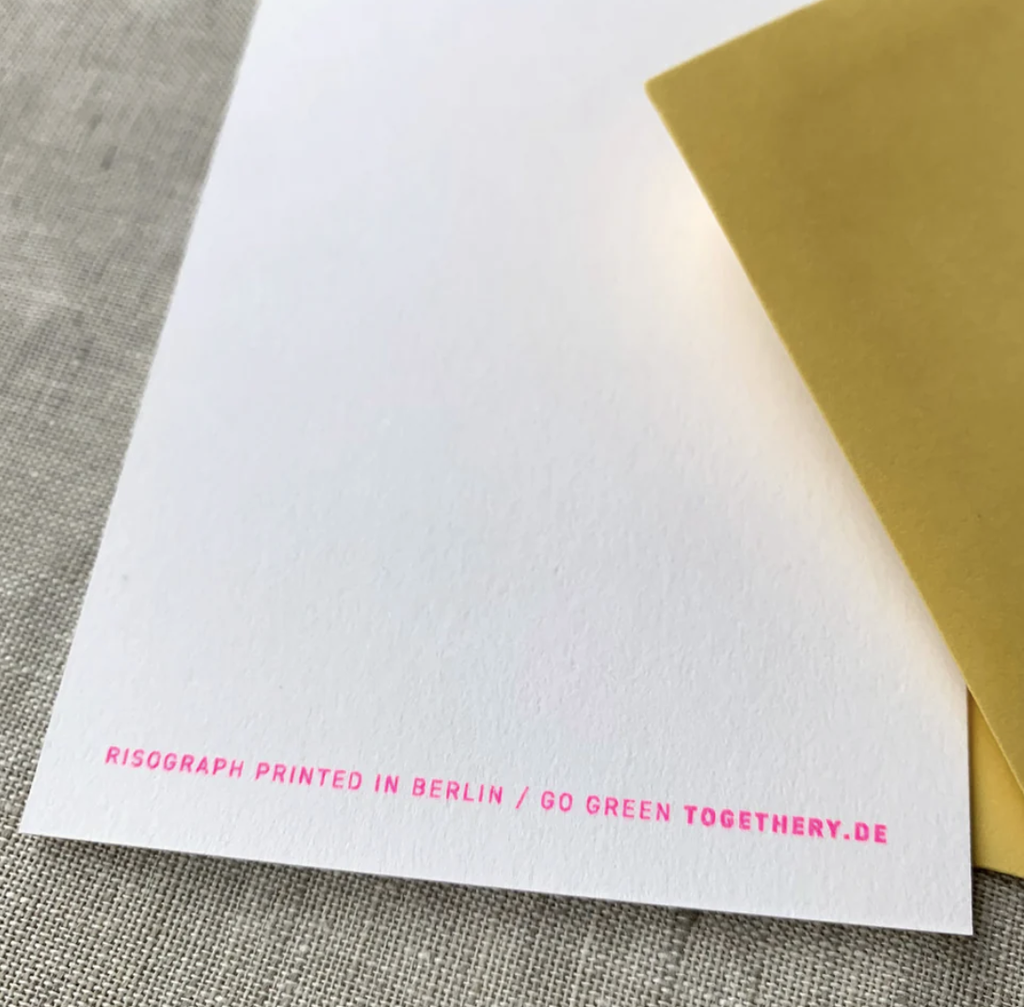 Togethery - kleine Karte A7 mit Umschlag - Blitz / Hero - Risographie Print Karte Ökopapier