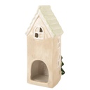 Clayre & Eef - Windlicht Teelichthalter Deko Häuschen Keramik grünes Dach mit Tannenbaum und Weihnachtskranz
