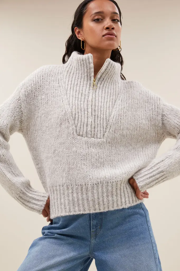 By Bar - Boxy Beau Pullover - 881 Stone Grey 