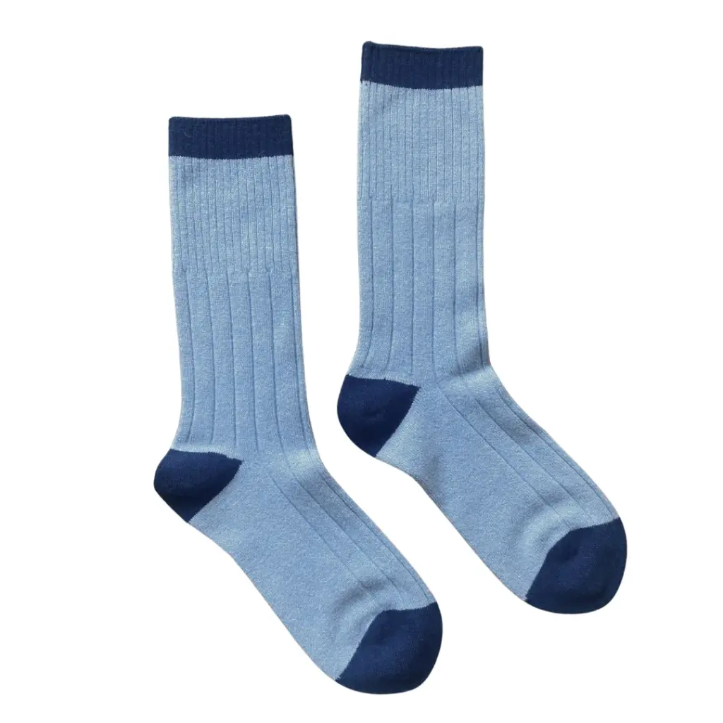 Klue - Merino Wool Socks with Bands | Grey blue (light blue and marine blue)