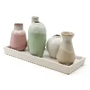 Mea Living - 5 Väschen "bauchig" auf Tablett aus Keramik multicolor groß