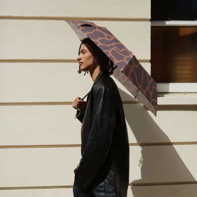 Original Duckhead - Regenschirm mit Automatik - Ripples in coffee compact umbrella 