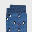 Billybelt - Baumwollsocken Animal PENGUIN gestreift - blue red