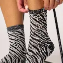 Billybelt - Baumwollsocken Zebra White Black glitter