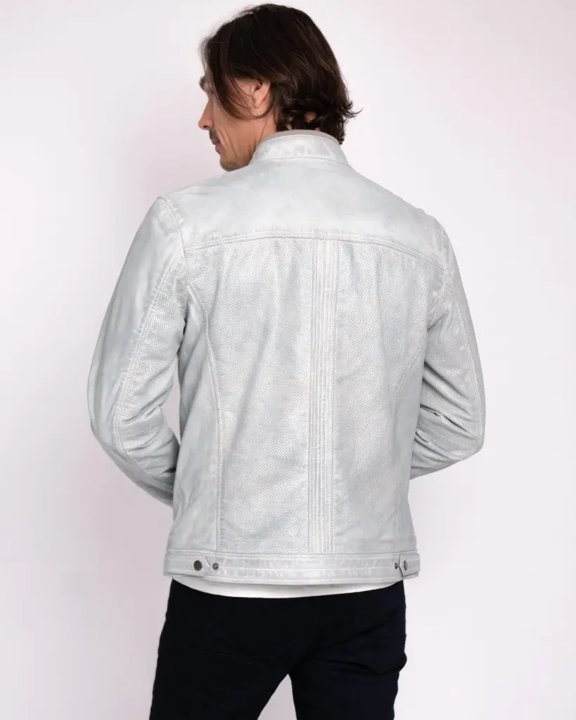 Amsterdam Heritage - Herren Lederjacke MILLER - Light Grey