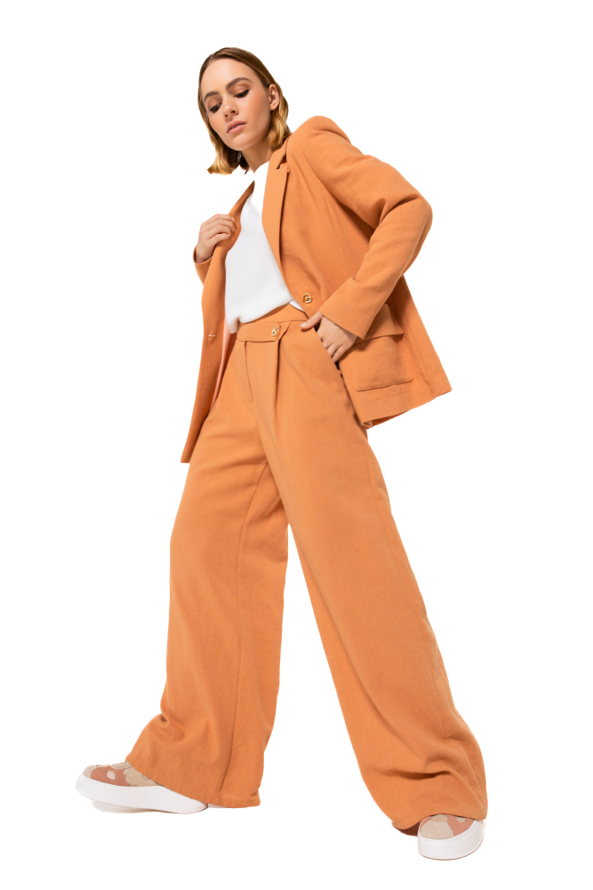 Caroline Biss - Hose WIDE-LEG TROUSERS WITH ASYMMETRIC FASTENING, NORMAL WAIST, Melon