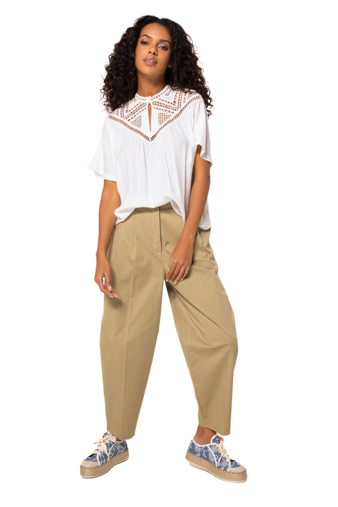 Caroline Biss - Top AIRY BLOUSE WITH FINE CROCHET-WORK, Off-White