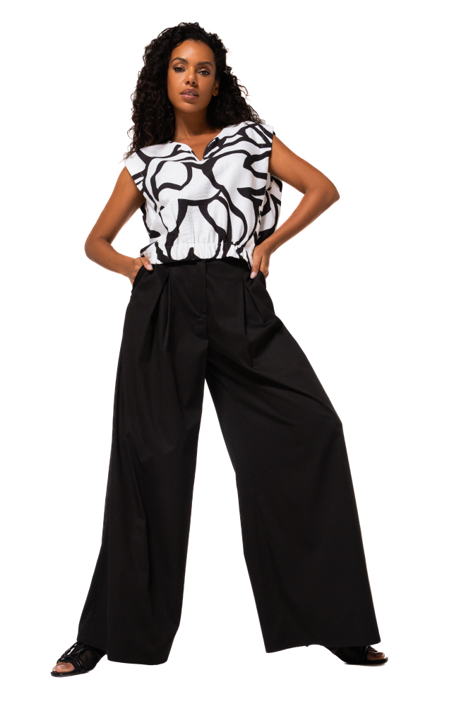 Caroline Biss - Hose FINE COTTON TROUSERS, NORMAL WAIST, Black