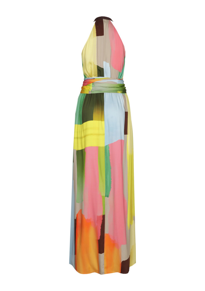 Caroline Biss - Kleid MAXI HALTER DRESS WITH ABSTRACT MULTI-COLOUR PRINT, Multi Color