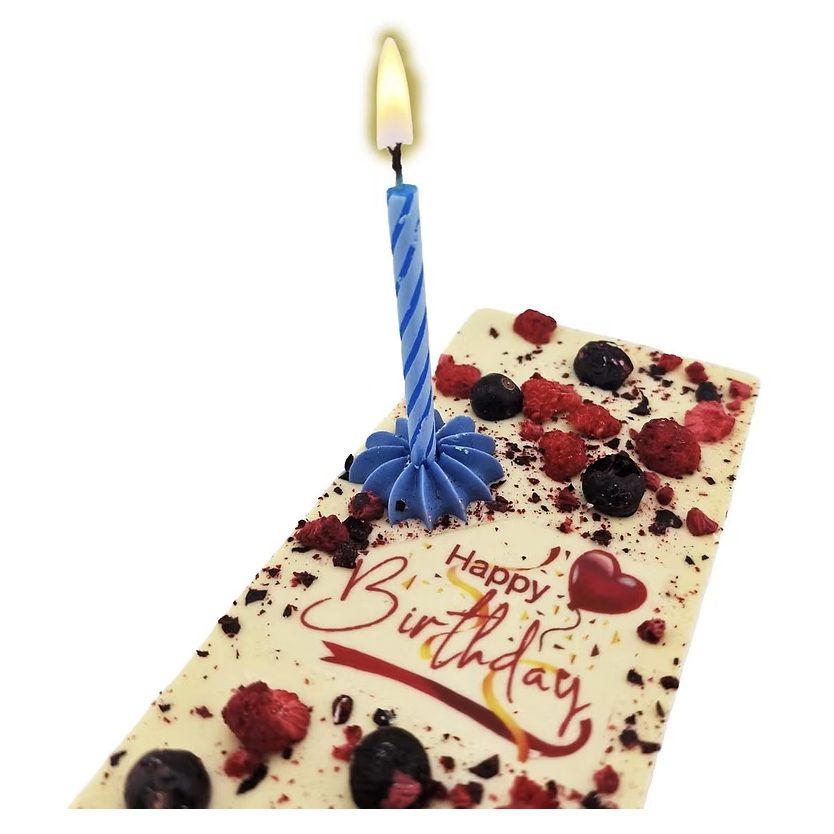 Ritonka - Premium HAPPY BIRTHDAY - Weiße Schokolade mit echter Kerze - 95g