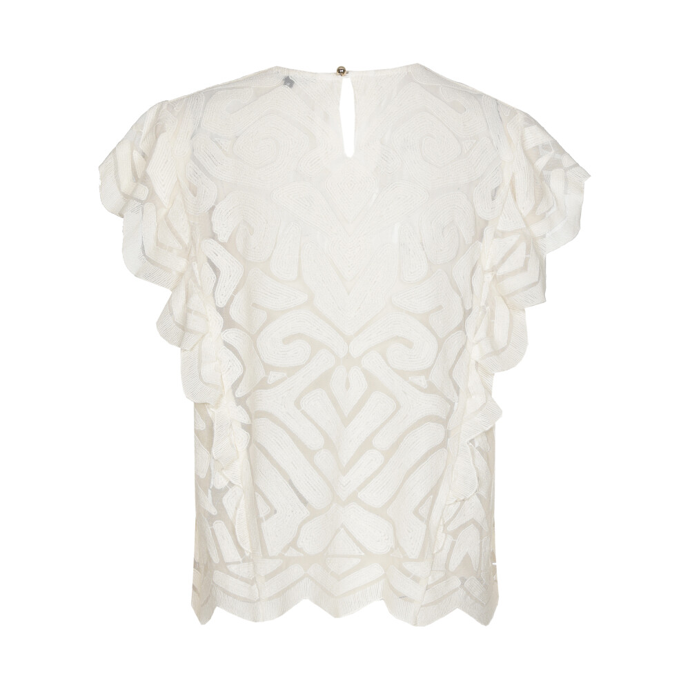 Caroline Biss - ELEGANT TOP WITH FLOUNCED SLEEVE - natural