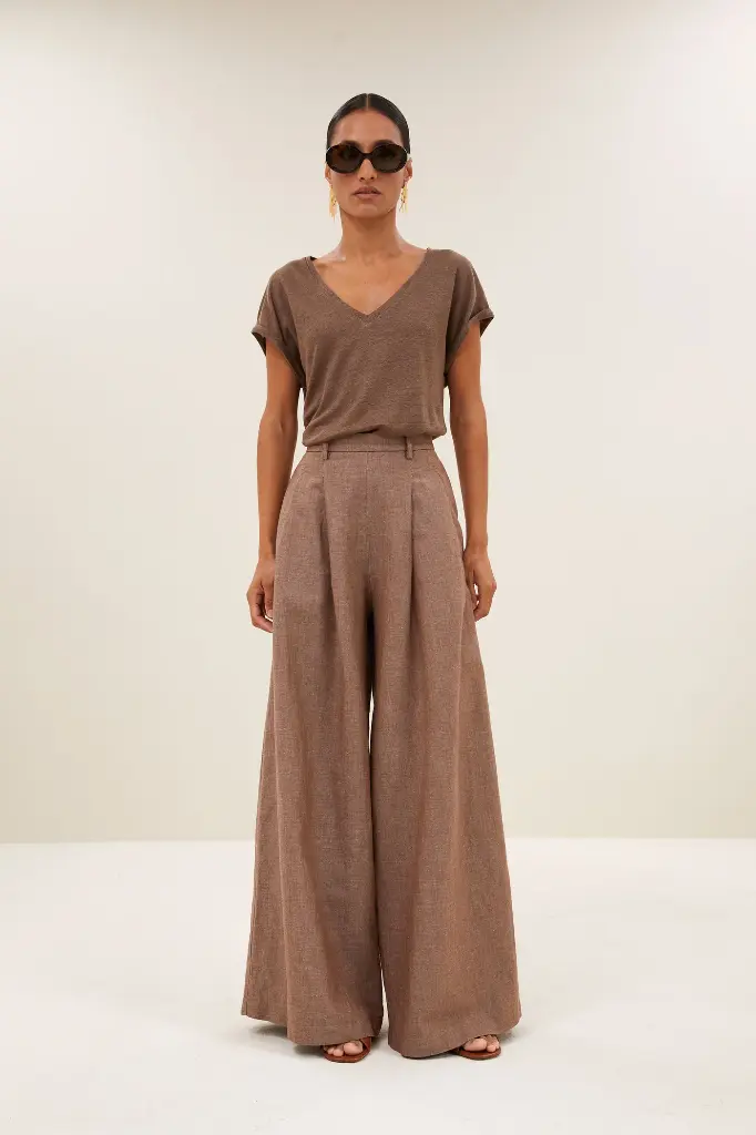 By Bar - Momi Linen Top - 1710 Iced Coffee