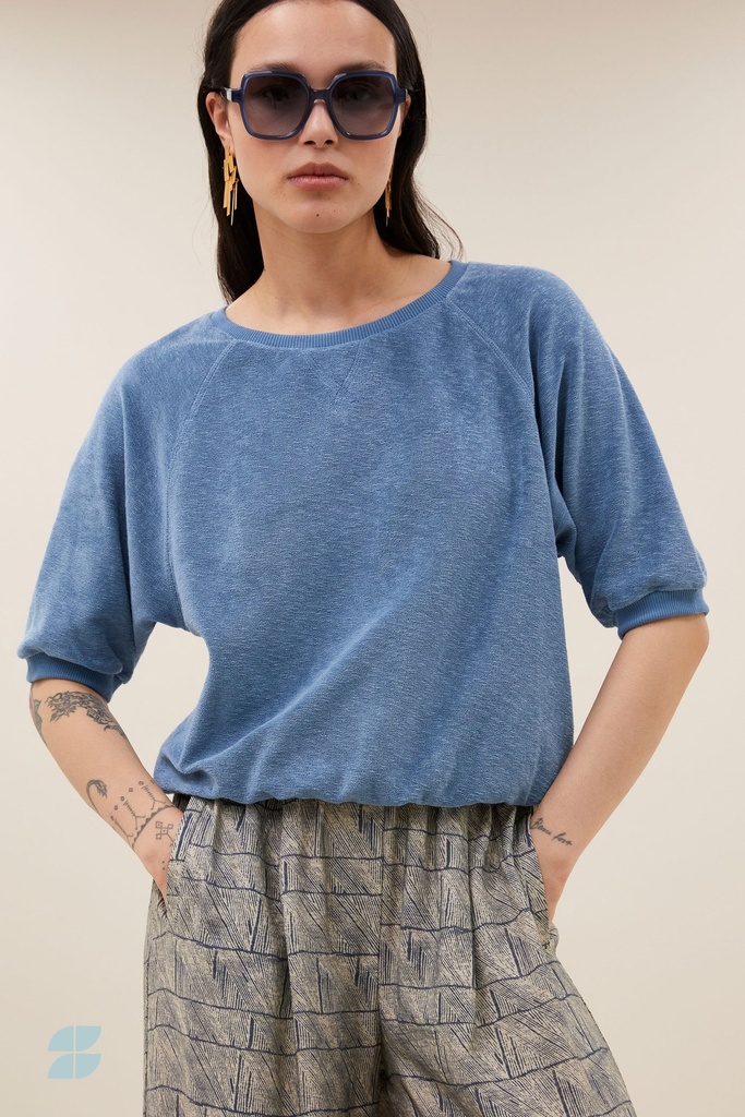 By Bar - Neva Slub Top - 706 blue stone