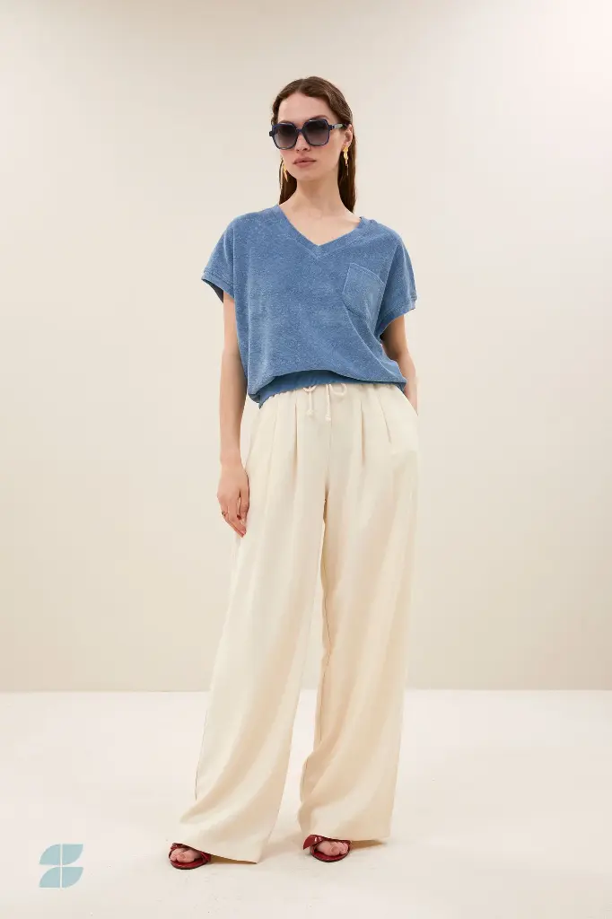 By Bar - Tyler Slub Top - 706 blue stone