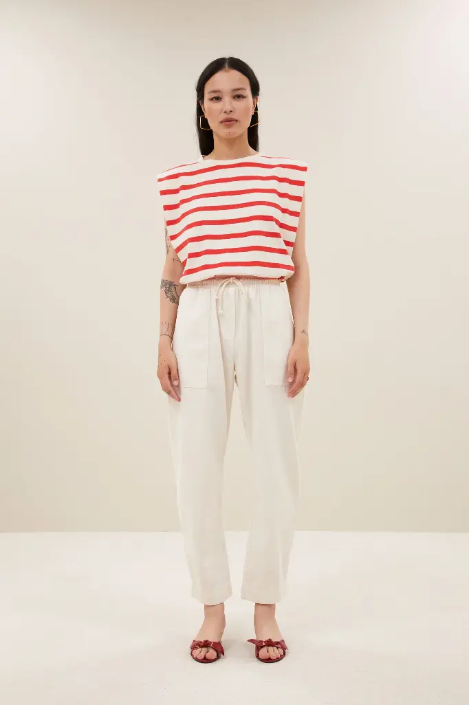 By Bar - Diede Stripe Top - 1323 Poppy Red Stripe