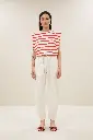 By Bar - Diede Stripe Top - 1323 Poppy Red Stripe