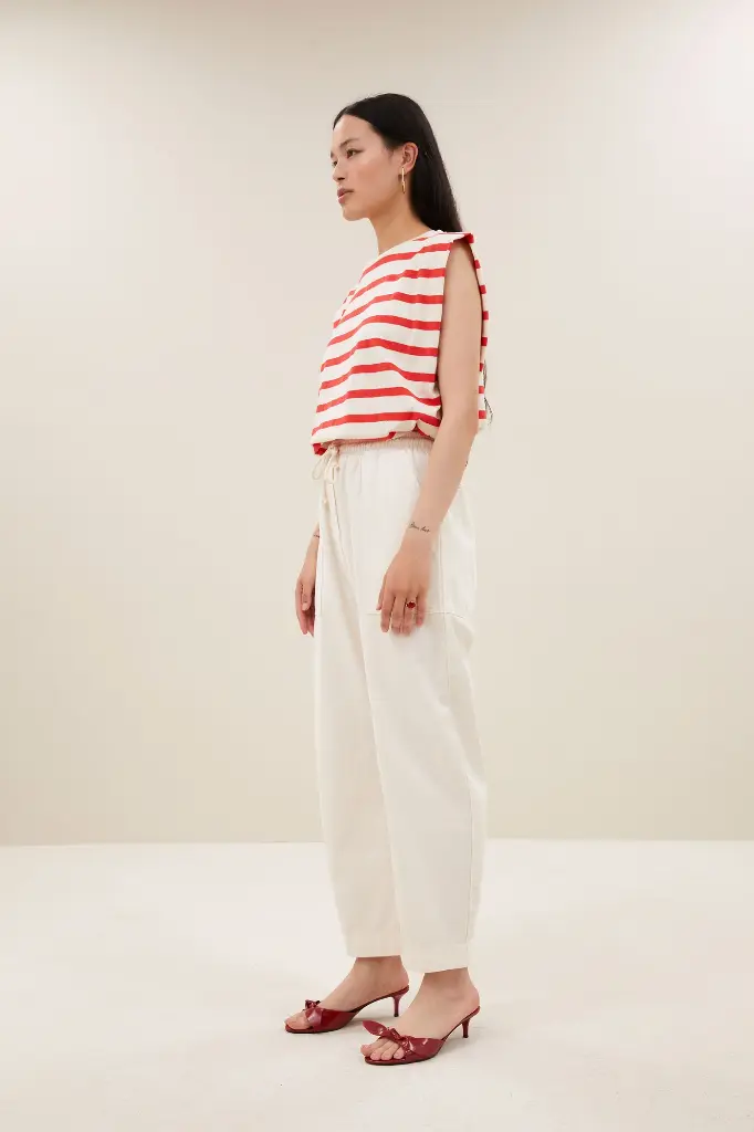 By Bar - Diede Stripe Top - 1323 Poppy Red Stripe