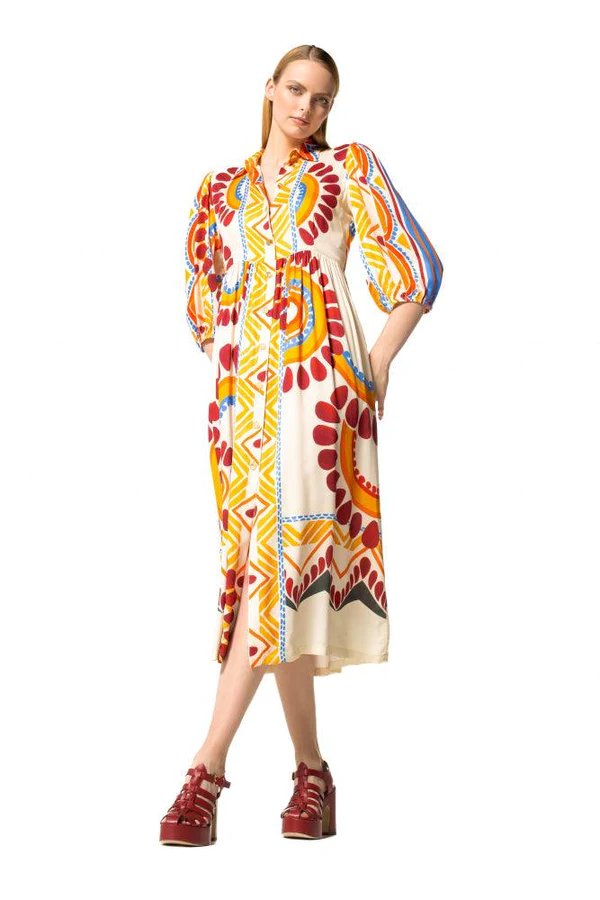 Caroline Biss - weich fallendes Midi-Hemdblusenkleid - 1188-89