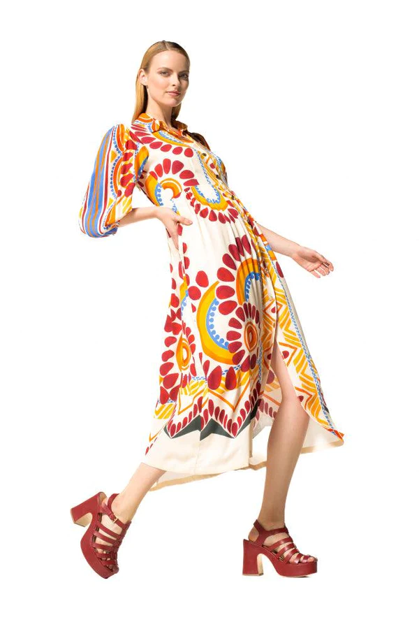 Caroline Biss - weich fallendes Midi-Hemdblusenkleid - 1188-89