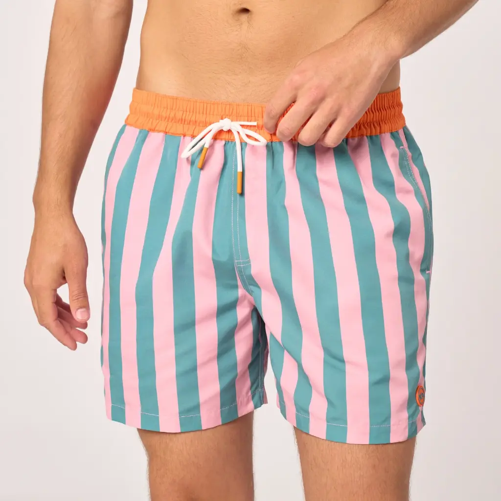 Billybelt - Badehose rosa grün gestreift