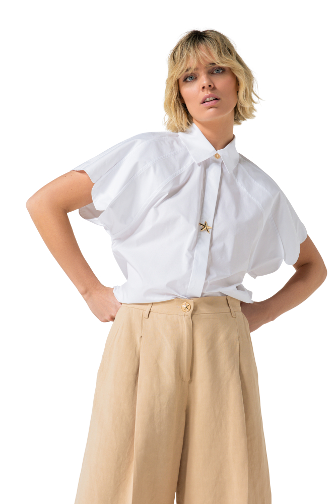 Caroline Biss - COTTON BLOUSE WITH SLEEVE EFFECT white