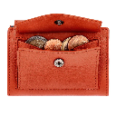 SecWal - Kartenetui mit Geldbeutel Druckknopf orange Leder