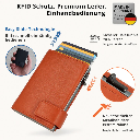 SecWal - Kartenetui mit Geldbeutel Druckknopf orange Leder