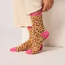 Billybelt - Baumwollsocken Leopard glitter - orange, pink