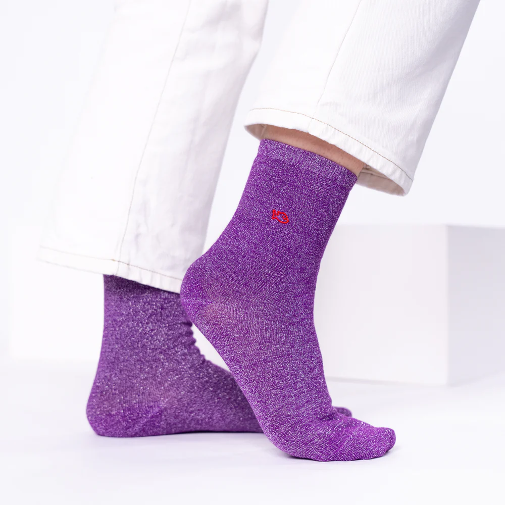 Billybelt - Plain Glitter Socks purple