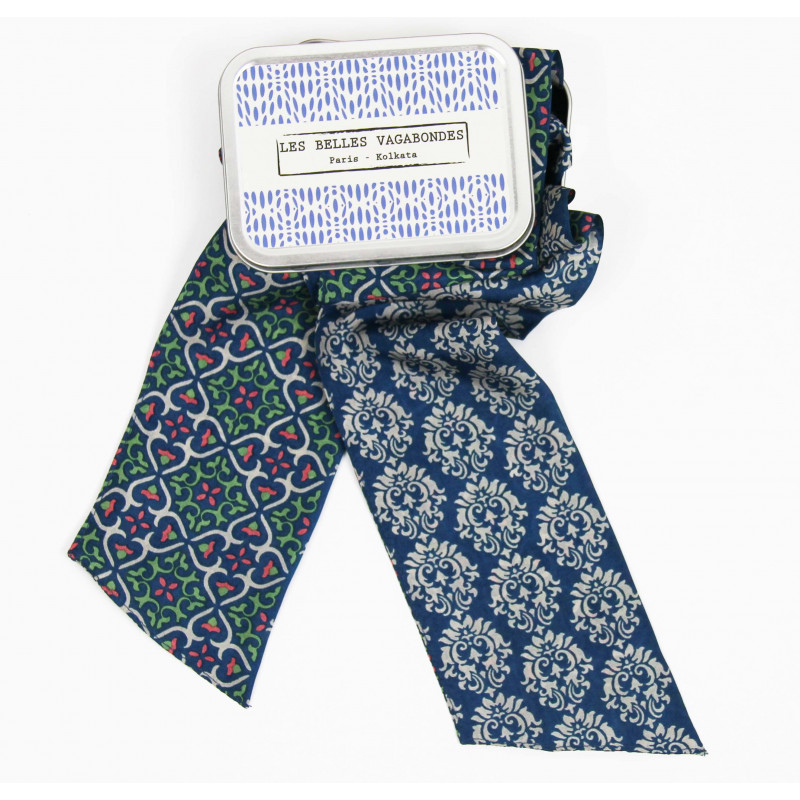 Les Belles Vagabondes - Seidenschal Bandeau Florence Bleu