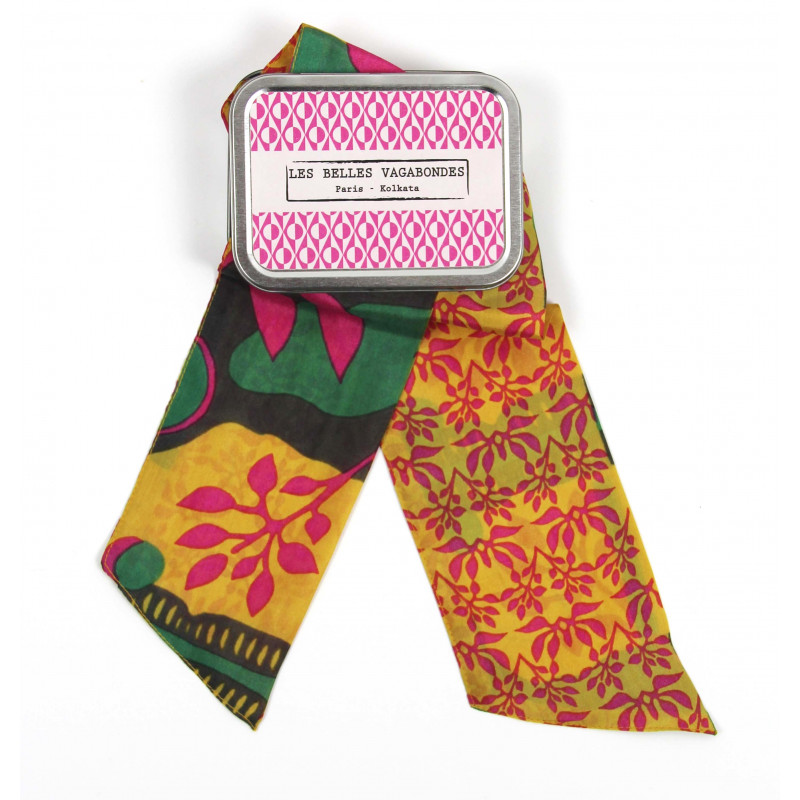 Les Belles Vagabondes - Seidenschal Bandeau Ivy Fuchsia