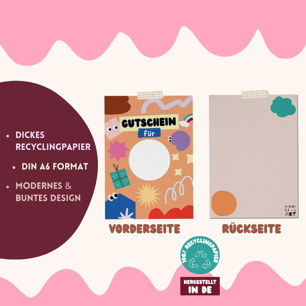 Modern Kids Art - DIY Gutschein Rubbelkarte Rubbellos DIN A6