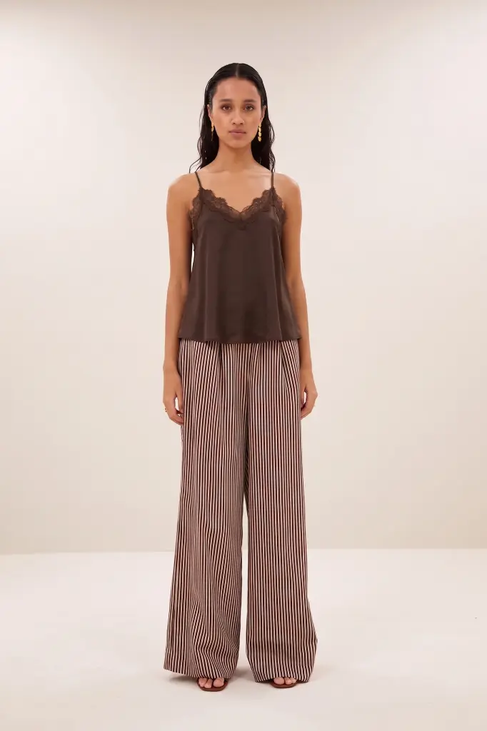 By Bar - Pia Satin Top - 1723 espresso