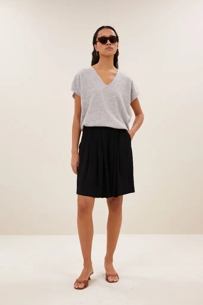 By Bar - Sil V-Neck Pullover - 825 grey melee