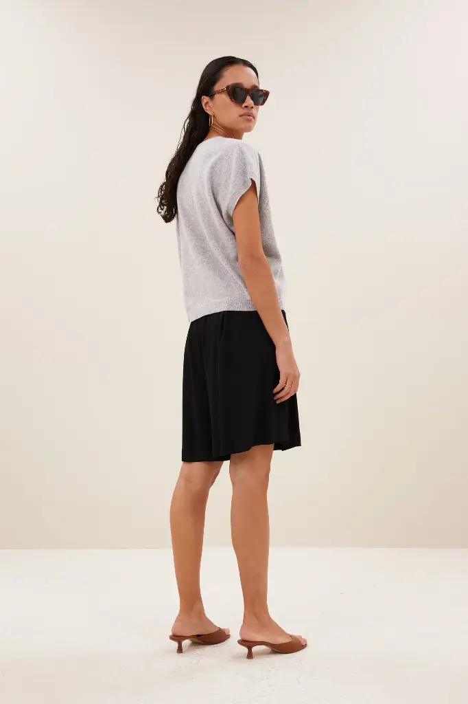 By Bar - Sil V-Neck Pullover - 825 grey melee