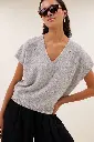 By Bar - Sil V-Neck Pullover - 825 grey melee