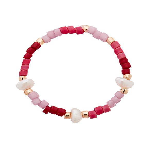 HCA - elastischer Ring - Pearls & Paradise - rosa-rot