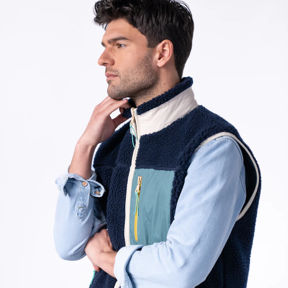 Billybelt - Sherpa Weste ärmellos - 2 material Navy Green
