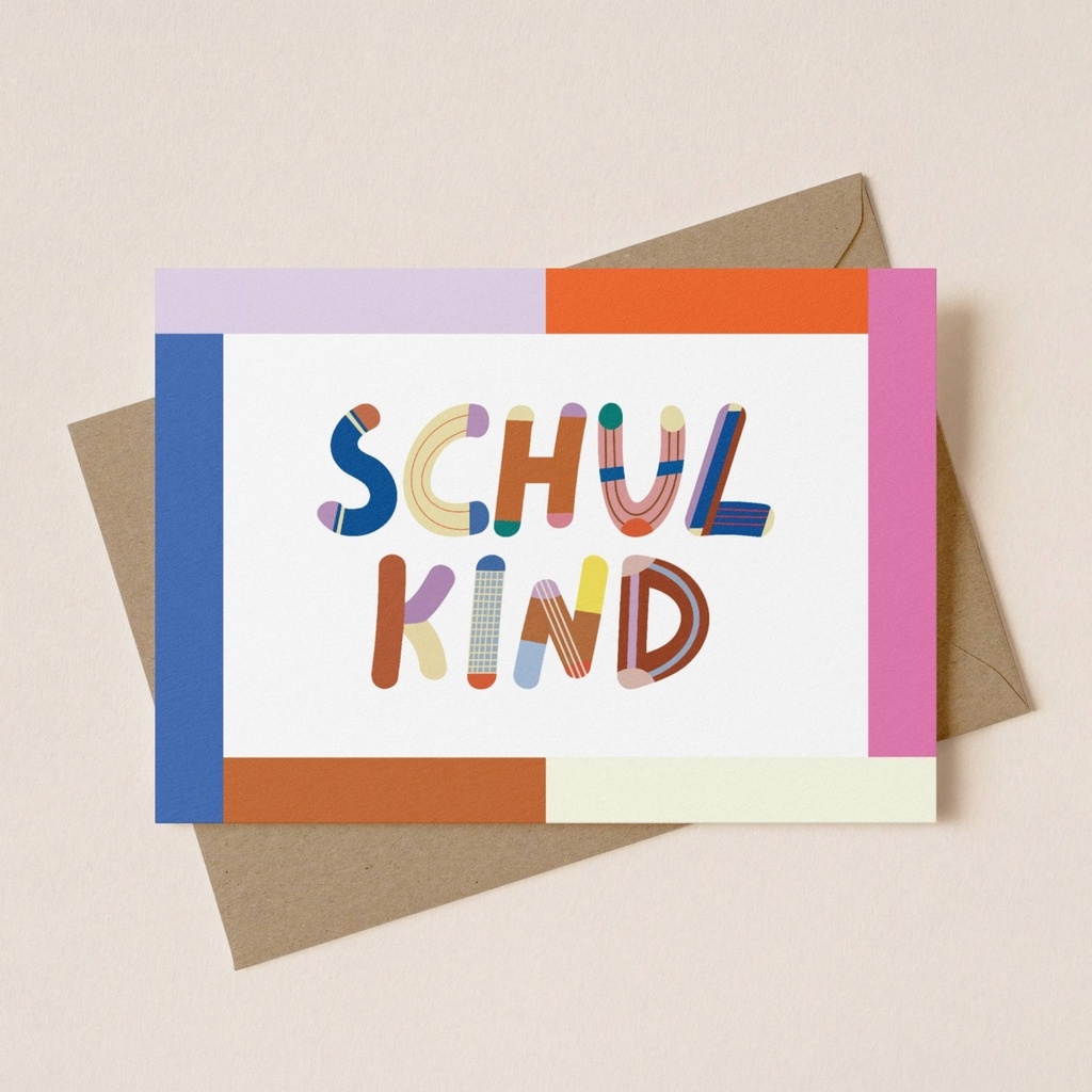 Modern Kids Art - Postkarte - Schulkind (buntes ABC) - mit Umschlag