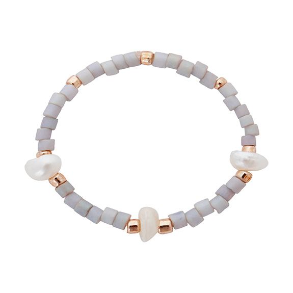 HCA - elastischer Ring - Pearls & Paradise - grau