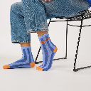 Billybelt - Baumwollsocken BISOU gestreift - hellblau blau orange