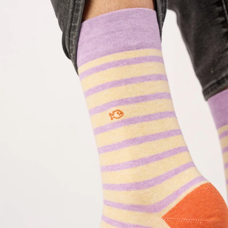 Billybelt - Baumwollsocken gestreift - beige purple orange