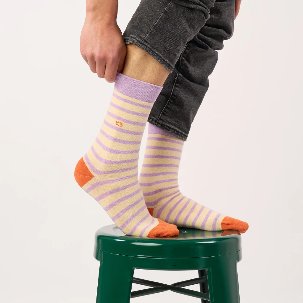 Billybelt - Baumwollsocken gestreift - beige purple orange