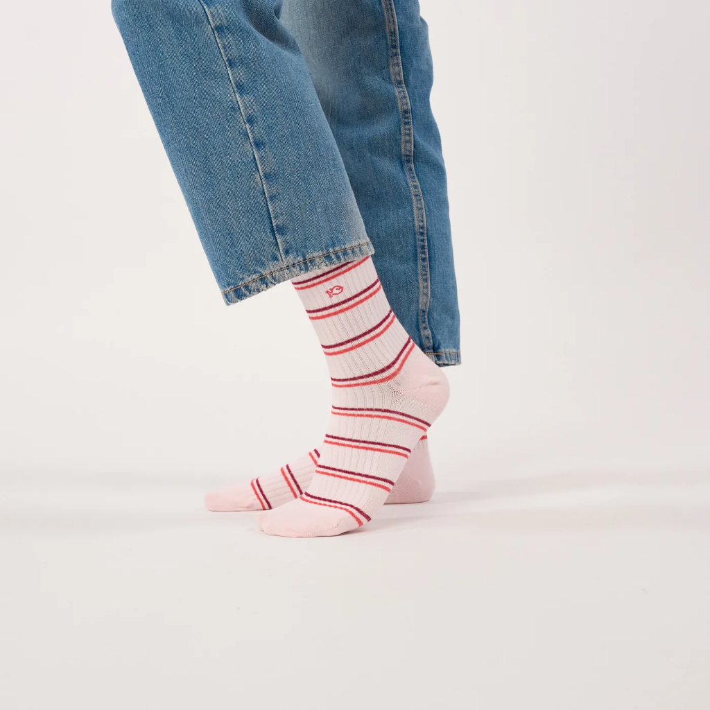 Billybelt - Baumwollsocken gestreift - pale pink purple red