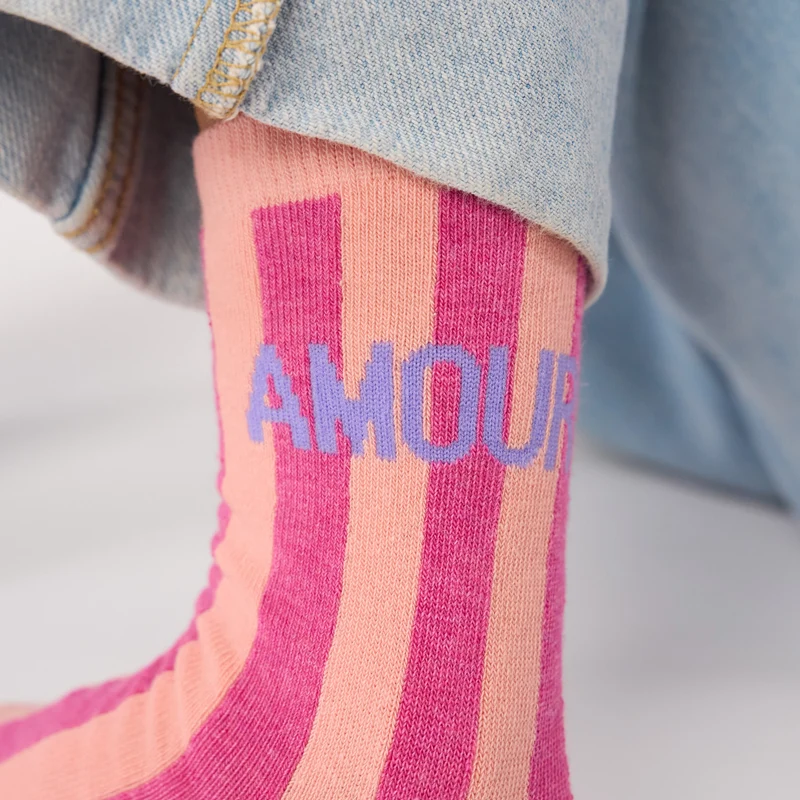 Billybelt - Kindersocken Bio-Baumwolle MESSAGE SOCKS AMOUR lila pink