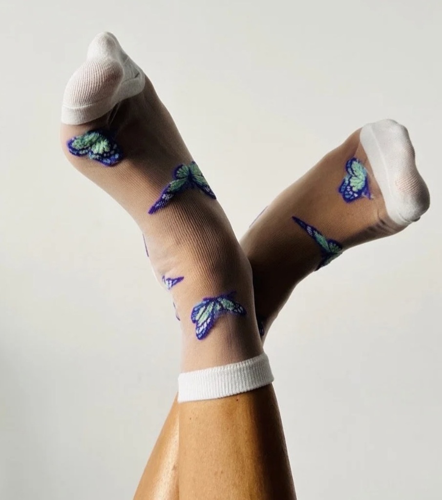 Sockette - Transparente Socken - Cynthia - Schmetterling fantasie